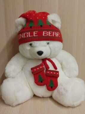 VTG 16” JINGLE BEAR STUFFED PLUSH 1980’S CHRISTMAS